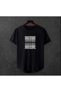  Unisex Oversize Modern Boy Pamuklu Etek Oval Siyah Baskili T-shirt